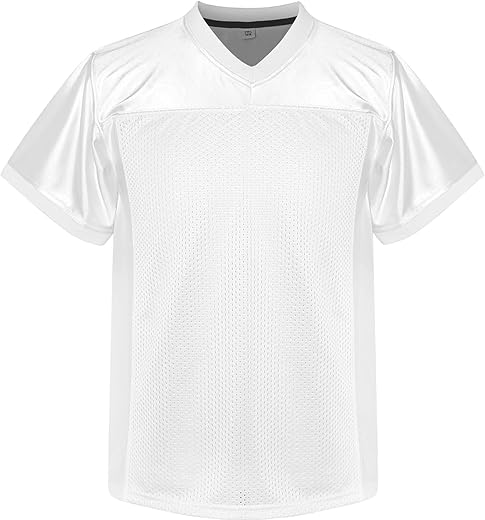 Youth Blank Football Jersey,Athletic Fans Shirts Practice Sports Shirt For Kids (Medium, White)