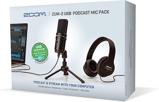 Zoom Zum-2 Podcast Mic Pack, Podcast Usb Microphone, Headphones, Tripod, Windscreen, Usb Cable, For Recording And Streaming Podcasts, Music, Voice-Overs, And More